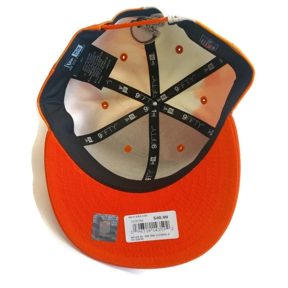9FIFTY New Era Cleveland Browns Snapback Hat Cap Sideline Ink Dye Orange